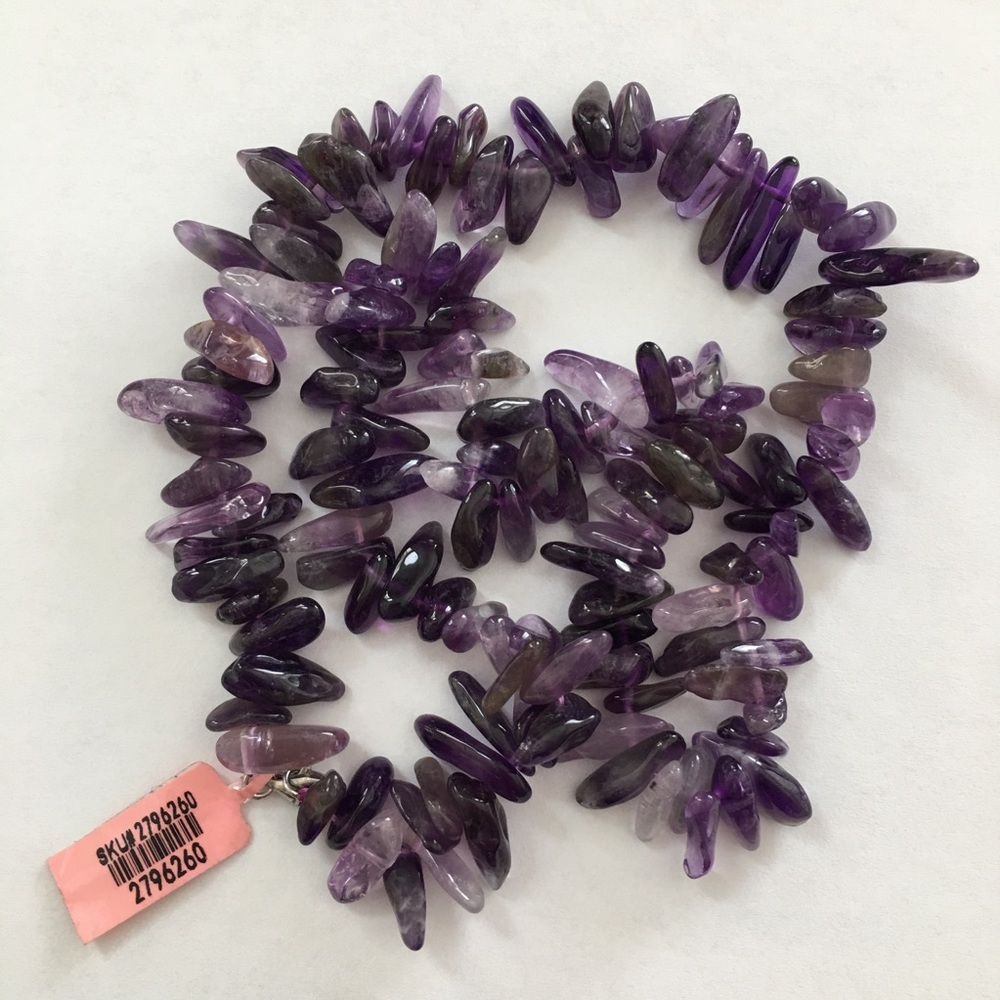 Natural African amethyst bead 925 silver necklace